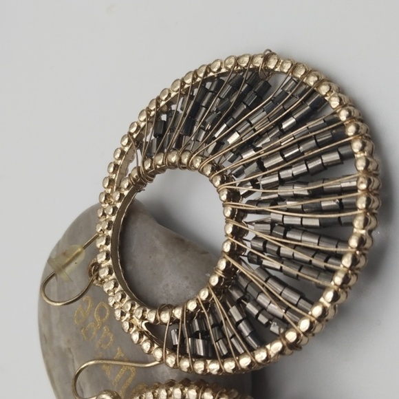 Bohemian wired seed beaded exotic earrings E141‎ - Picture 3 of 4